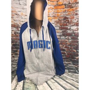NBA Orlando Magic Full Zip Hoodie Mens 2XLT Gray Blue Raglan Basketball Jacket